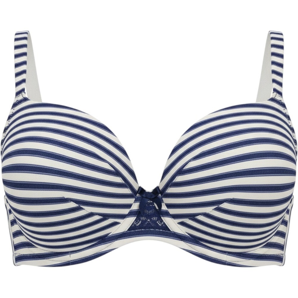 Cacique Lightly Lined Full Coverage Bra Navy White Stripe Underwire 40F